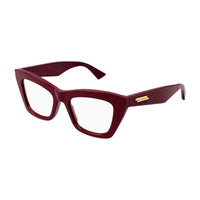 Bottega Veneta Bottega Veneta Eyeglasses Cat Eye Full Rim, Burgundy Frame and Clear Demo Lenses Lens BV1215O004