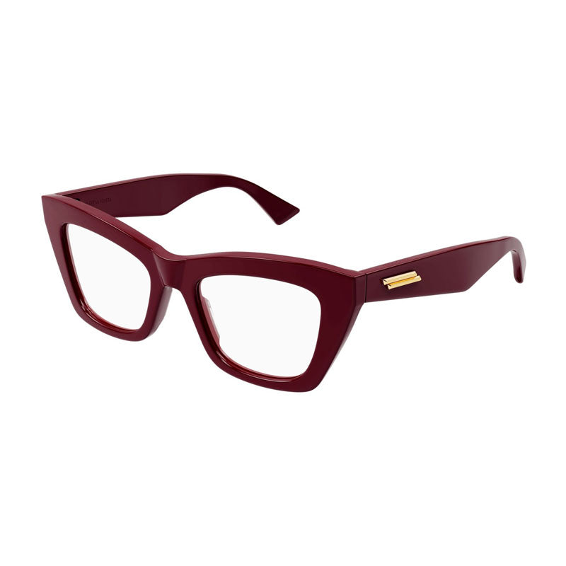 Bottega Veneta Bottega Veneta Eyeglasses Cat Eye Full Rim, Burgundy Frame and Clear Demo Lenses Lens BV1215O004