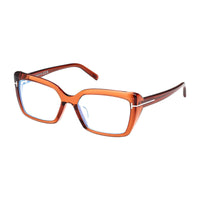 Tom Ford Tom Ford Eyeglasses Cat Eye Full Rim, Shiny Dark Brown Frame and Clear/Blue-Light Block Lenses Lens FT5991-F-B048