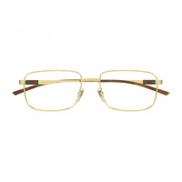 Gucci Eyeglasses Rectangle Full Rim, Gold Frame and Clear Demo Lenses Lens GG1678O005