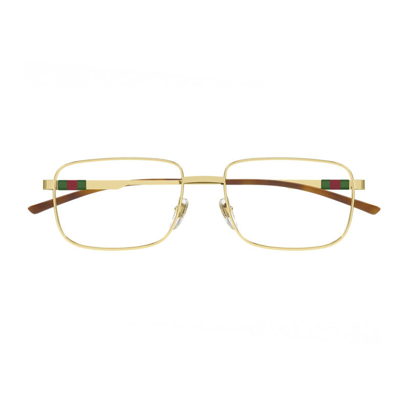 Gucci Eyeglasses Rectangle Full Rim, Gold Frame and Clear Demo Lenses Lens GG1678O005