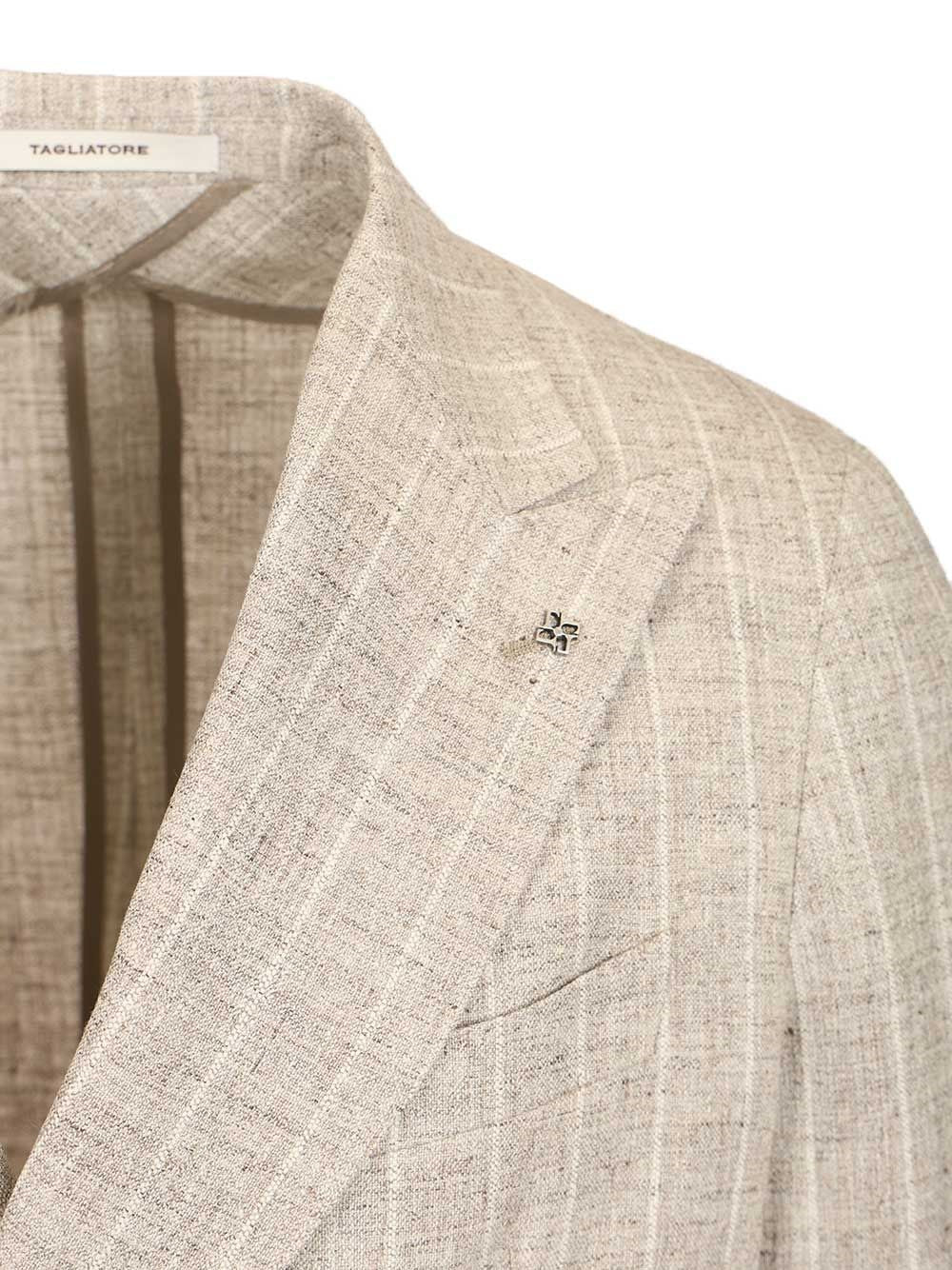 Tagliatore Men Double-Breasted Pinstriped Blazer