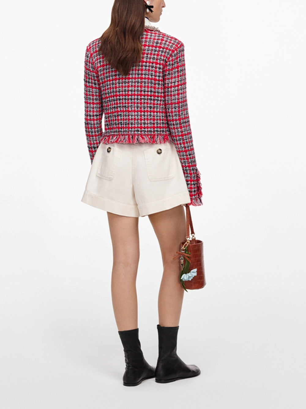 Self-portrait Self-Portrait Women Check Frayed Knit Jacket
