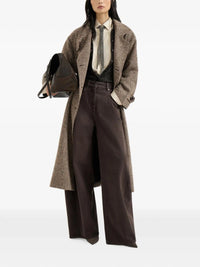 Brunello Cucinelli Women Sparkling Chevron Coat Whit Belt