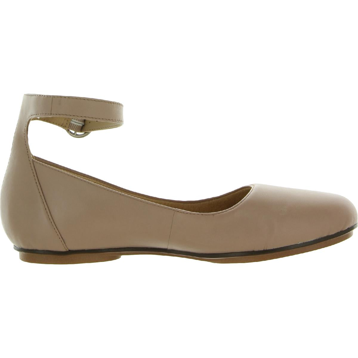 Maxwell Womens Buckle Leather Ballet Flats