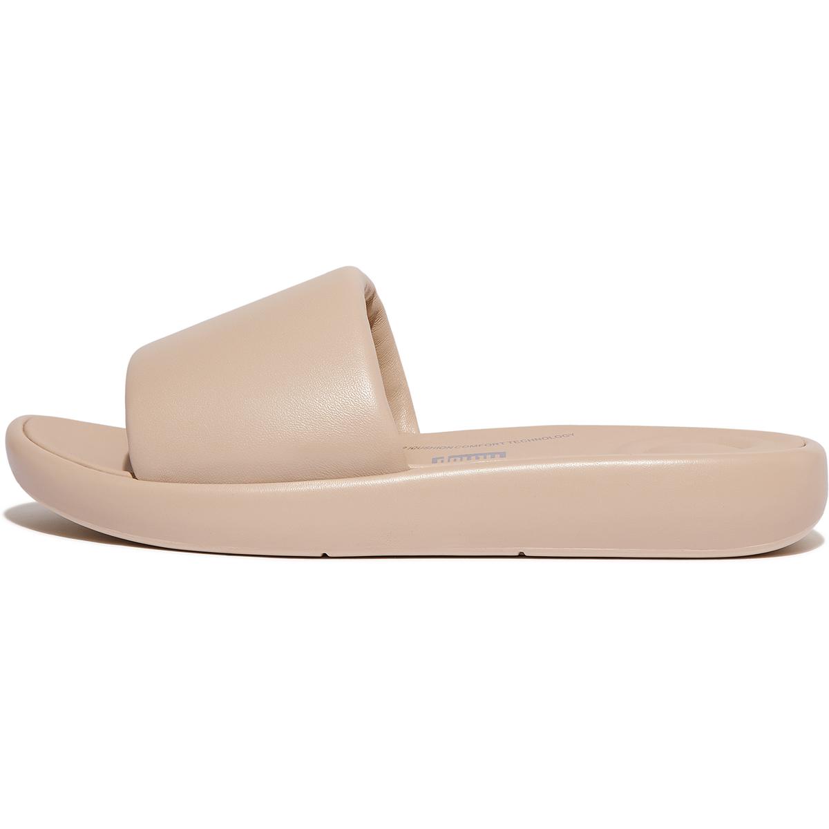 Iqushion D-Luxe Womens Padded Insole Leather Slide Sandals
