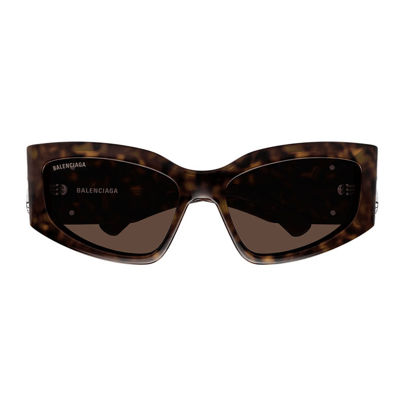 Balenciaga Sunglasses Cat Eye Full Rim, Dark Havana Frame and Brown Lens BB0321S008