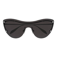 Alexander McQueen Sunglasses Shield Rimless, Silver Frame and Grey Lens AM0413S007