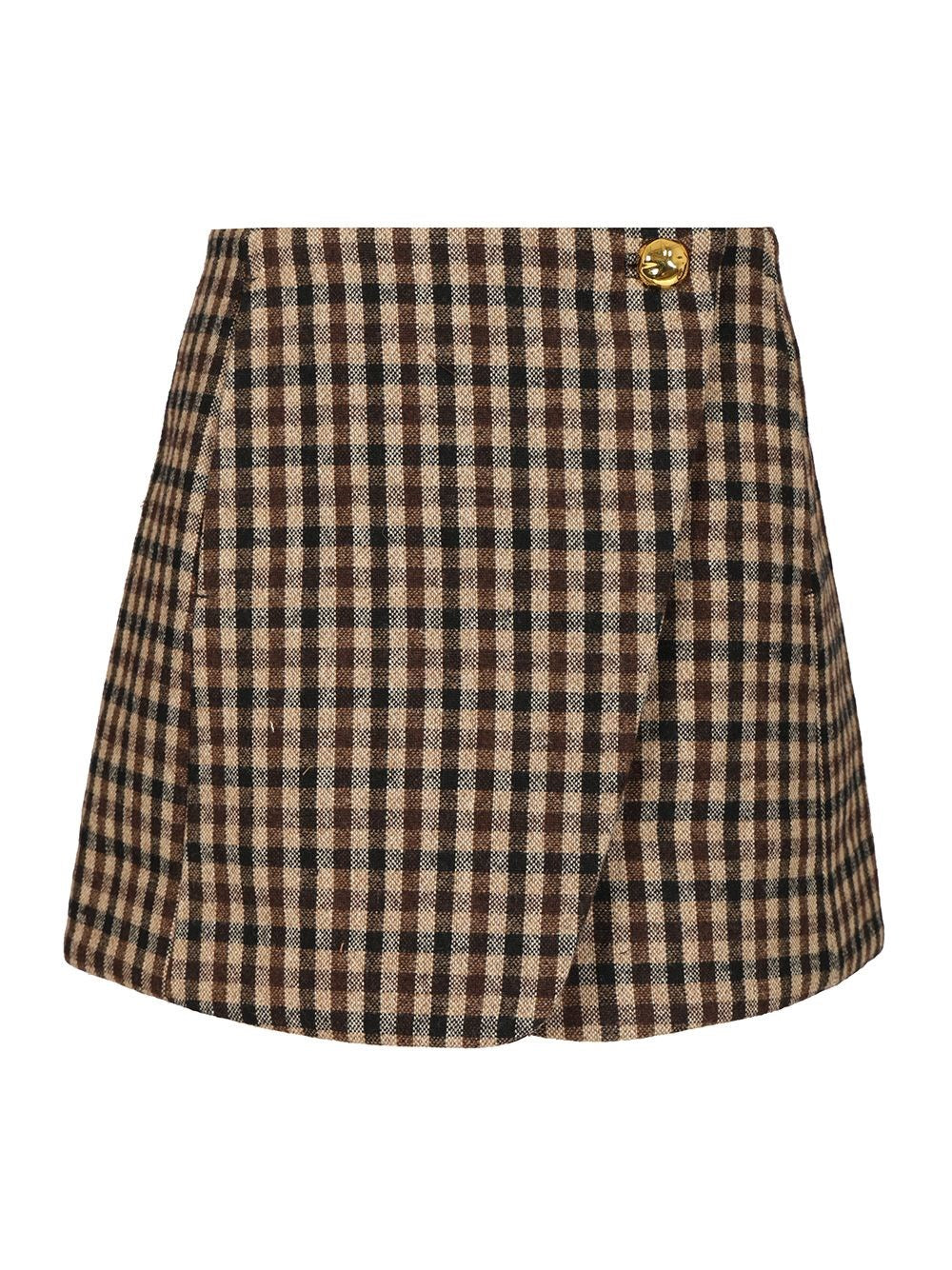 Ganni Women Checked Wool Mini Skirt