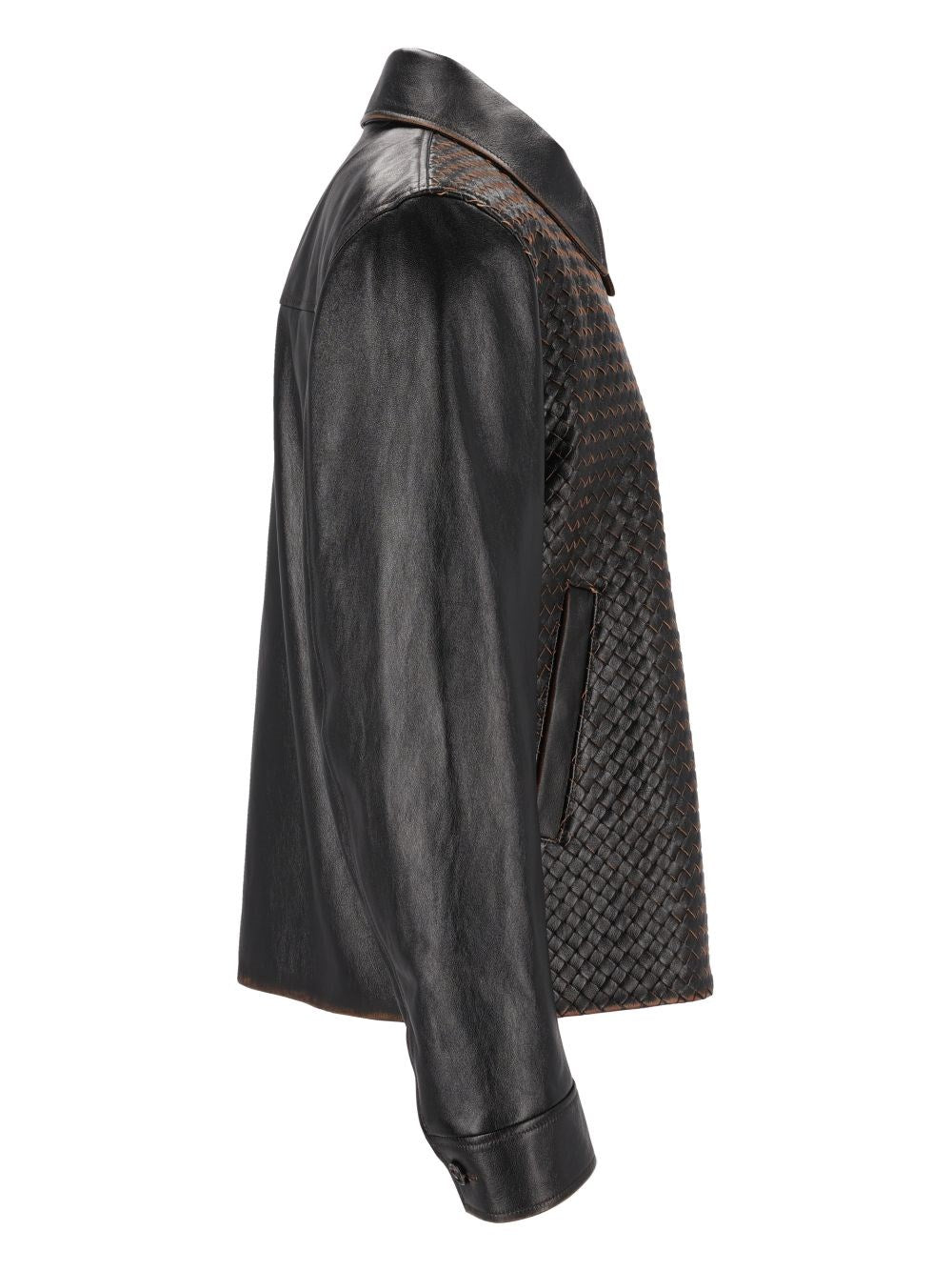 Bottega Veneta Men Intrecciato Leather Jacket