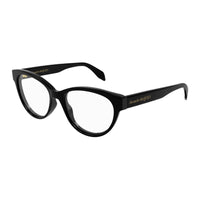 Alexander McQueen Eyeglasses Cat Eye Full Rim, Shiny Black Frame and Clear Demo Lens Lens AM0359O001