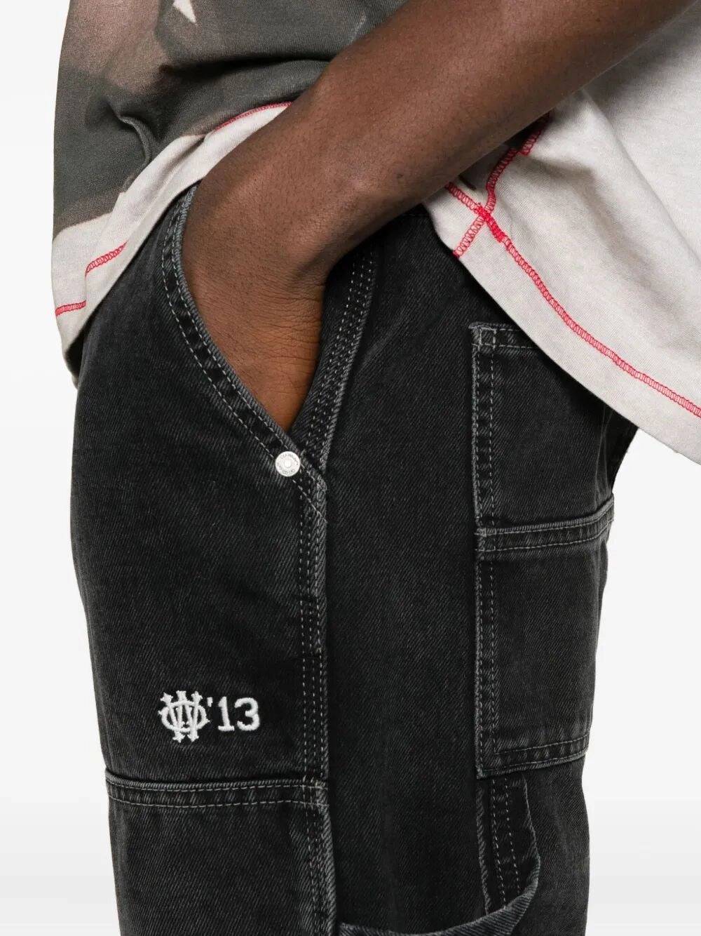 Off White Men `Gothic Ow` Flare Carpenter Jeans