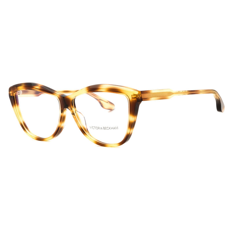 Victoria Beckham Eyeglasses Cat Eye Full Rim, Blonde Havana Frame and Clear Demo Lenses Lens VB2627222