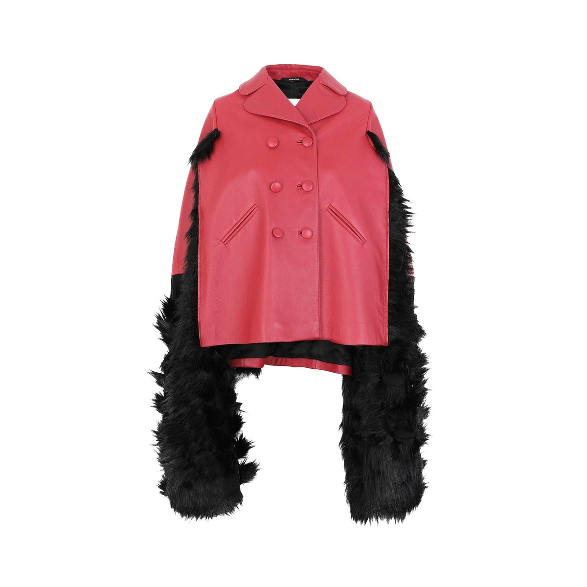 Maison Margiela Maison Margiela Faux Fur Trimmed Leather Cape Jacket Women