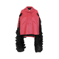 Maison Margiela Maison Margiela Faux Fur Trimmed Leather Cape Jacket Women