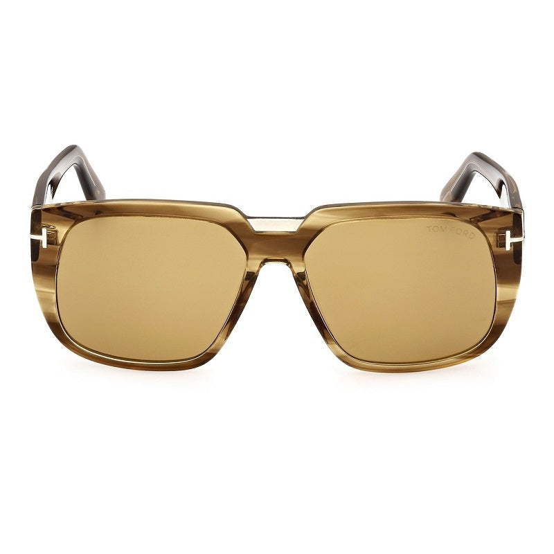 Tom Ford Sunglasses Square Full Rim, Coloured Havana Frame and Brown Lens FT102555E