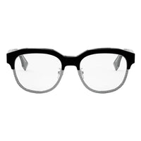 Fendi Eyeglasses Browline Full Rim, Black/Shiny Silver Frame and Clear Demo Lenses Lens FE50068U020