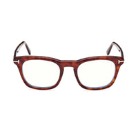 Tom Ford Eyeglasses Square Full Rim, Dark Havana Frame and Clear Blue Light Block Lens FT5870-B052