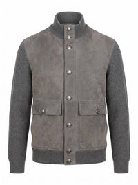 Brunello Cucinelli Men Padded Jacket In Suede And Cashmere