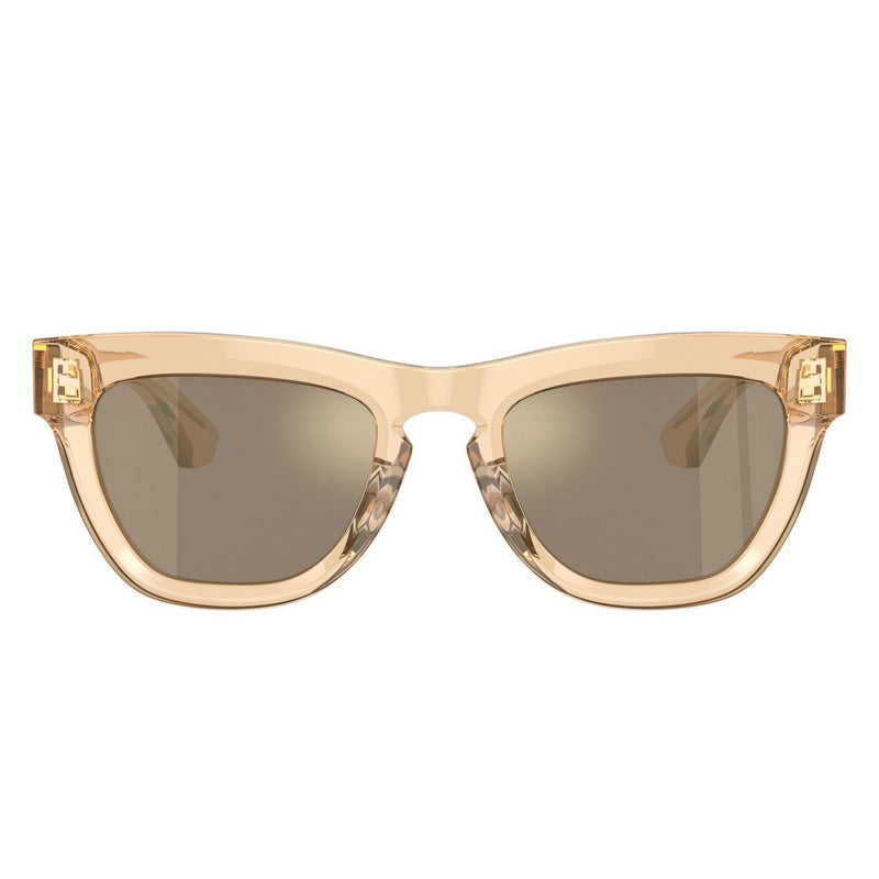Burberry Burberry Sunglasses Square Full Rim, Transparent Brown Frame and Light Brown Mirror Gold Lens BE4415U40635A