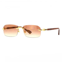 Gucci Gucci Sunglasses Rectangle Rimless, Gold/Havana Frame and Brown Lens GG1221S002