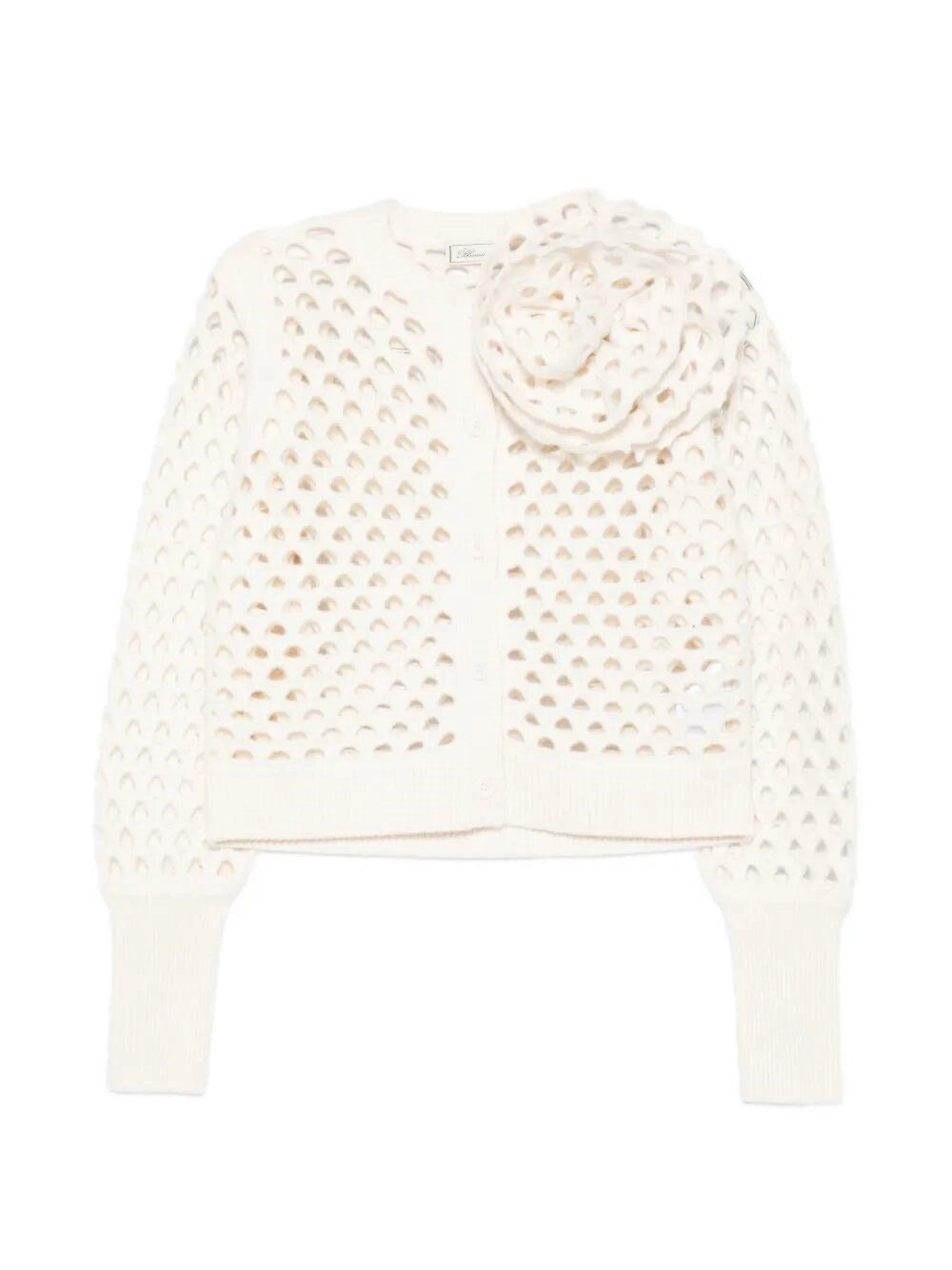 Blumarine Blumarine Women Openwork Wool Cardigan With 3D Rose
