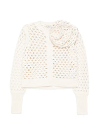 Blumarine Blumarine Women Openwork Wool Cardigan With 3D Rose