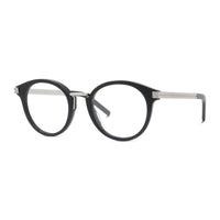 Givenchy Eyeglasses Round Full Rim, Shiny Black/Silver Frame and Clear Demo Lens Lens GV50013U001
