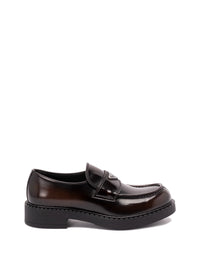Prada Prada Men Chocolate Brushed Leather Loafers