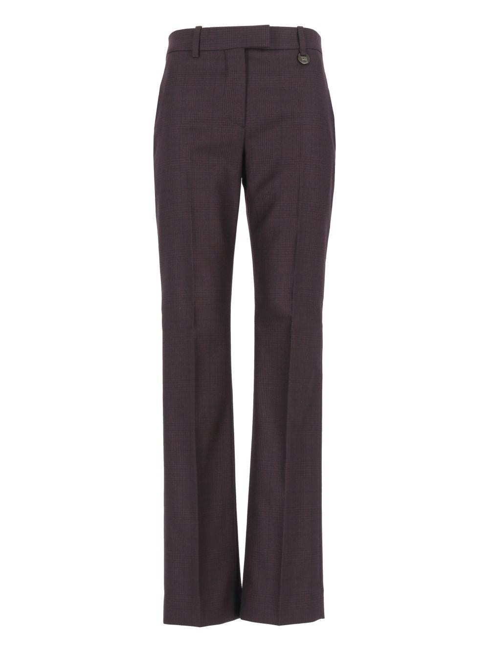 Burberry Women Checked Wool Tailored Trousers