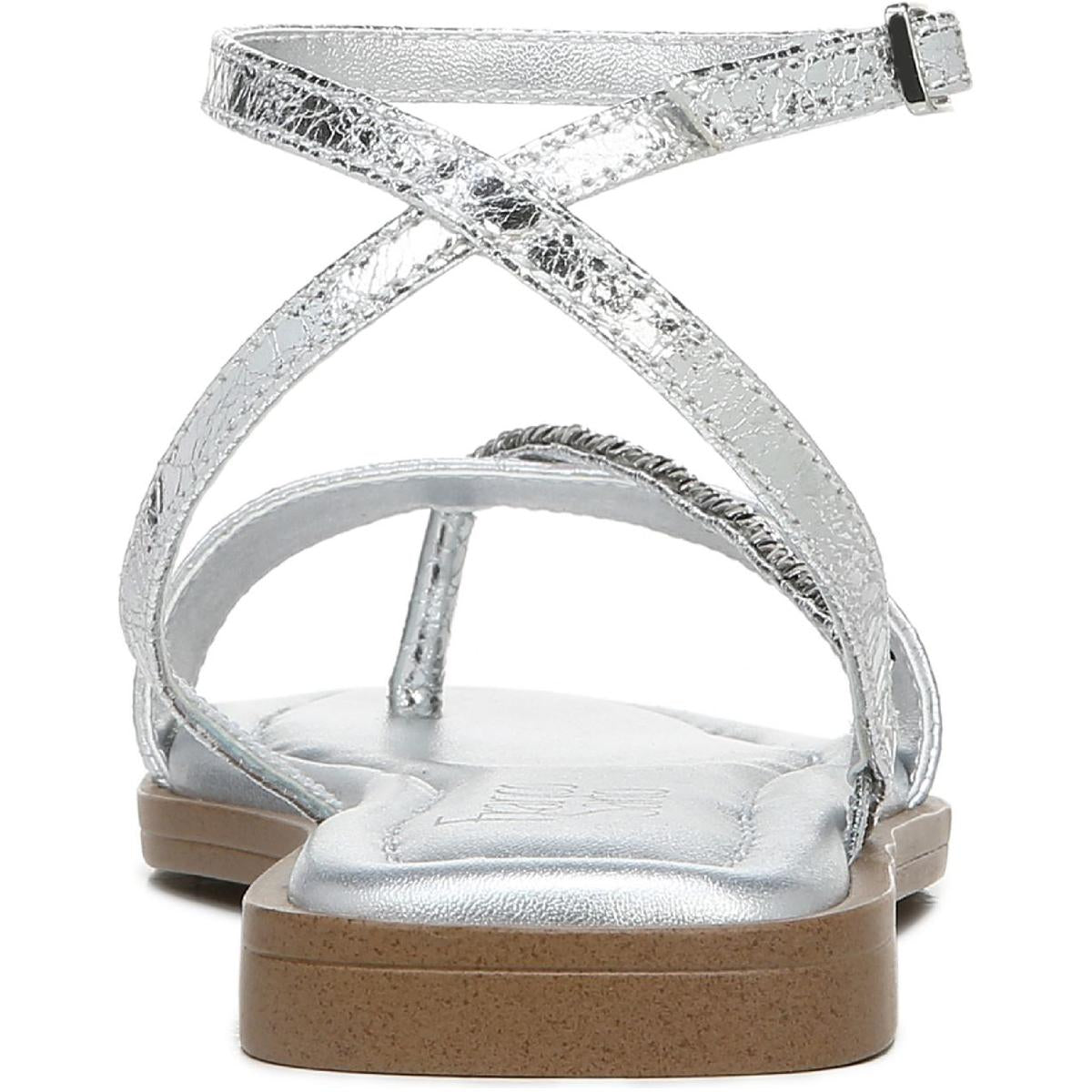 Mela Womens Faux Leather Ankle Strap Thong Sandals