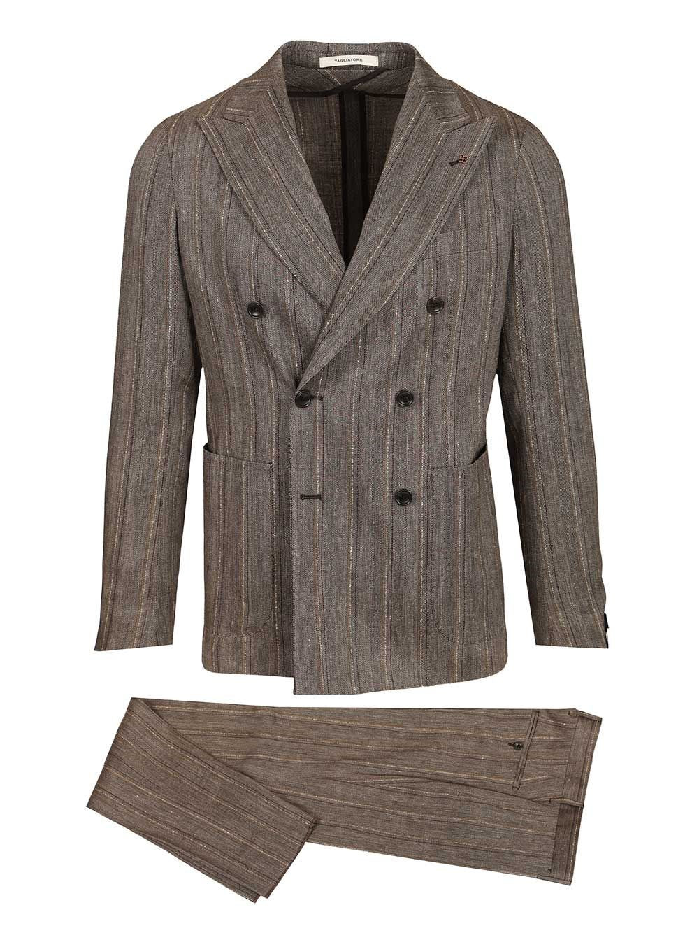 Tagliatore Tagliatore Men "Monecarlo" Double-Breasted Suit In Linen Blend