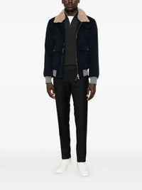 Brunello Cucinelli Men Bonded Cashmere Beaver Cloth Bomber Jacket