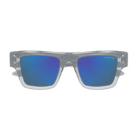 Montblanc Sunglasses Square Full Rim, Transparent Grey Frame and Blue Mirror Lens MB0253S004