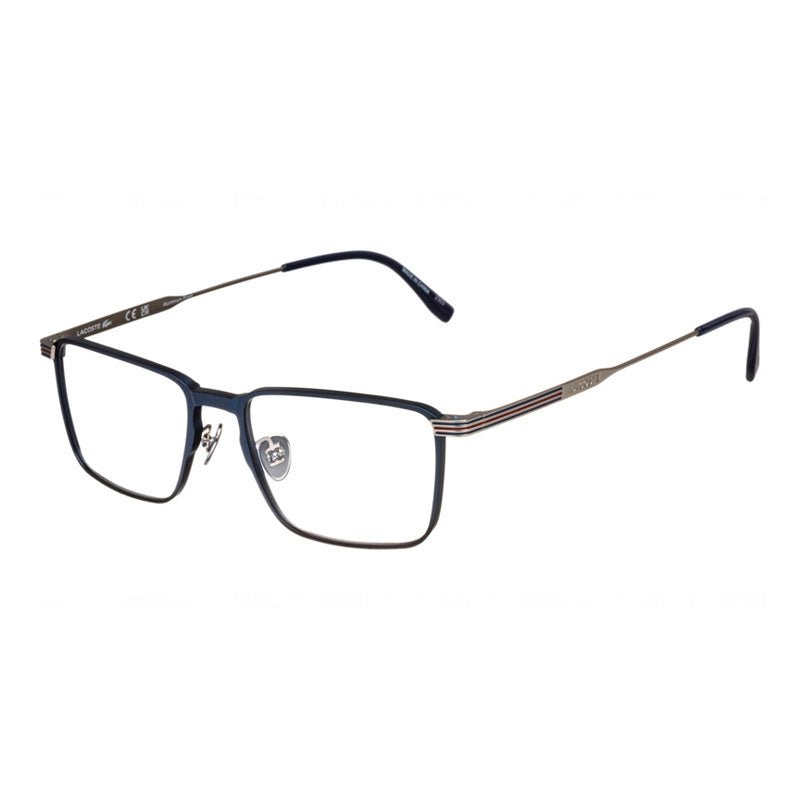 Lacoste Eyeglasses Rectangle Full Rim, Semimatte Blue Frame and Clear Demo Lenses Lens L2285E400