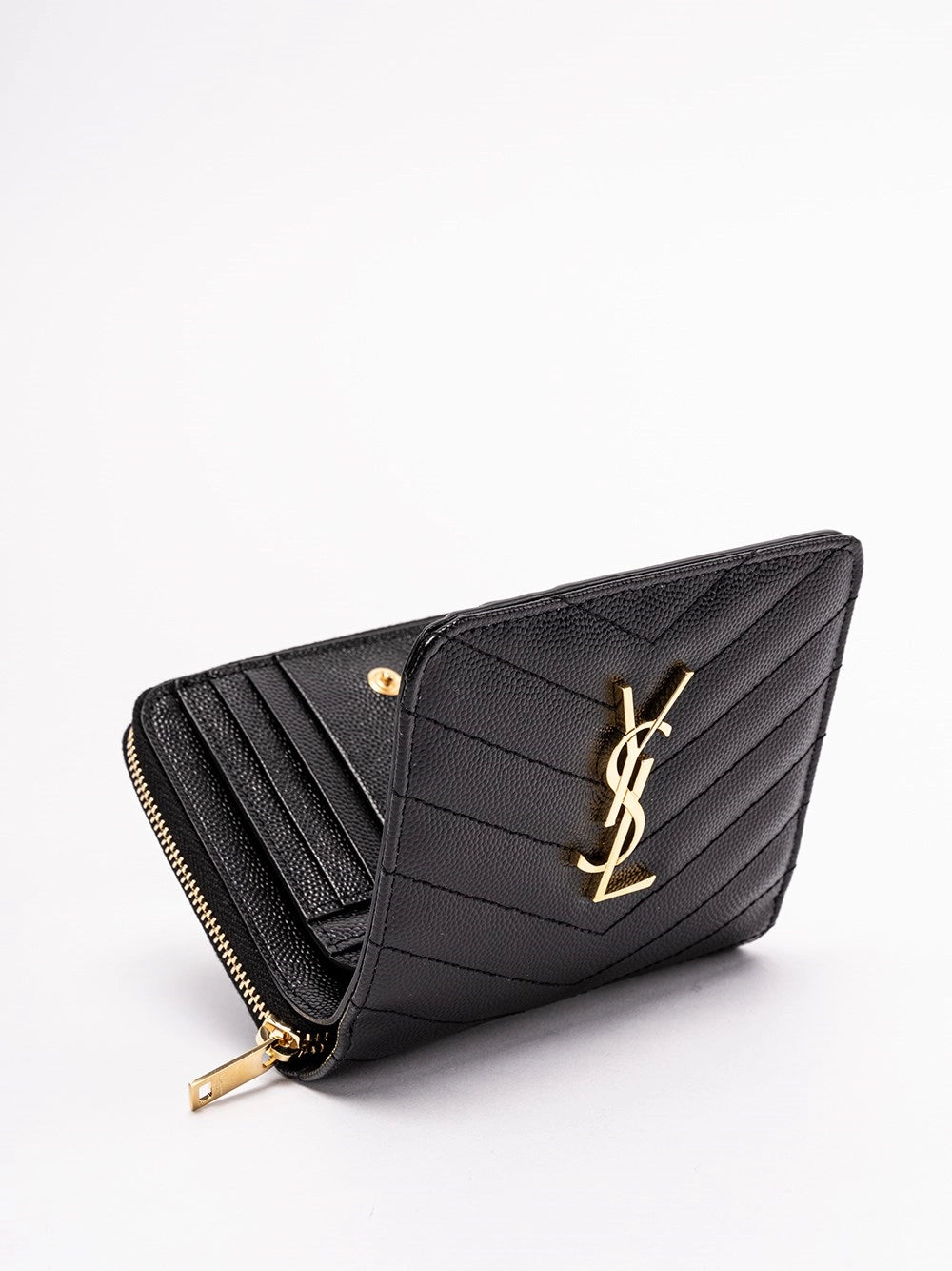 Saint Laurent Women `Cassandre Matelassé` Compact Zip Around Wallet