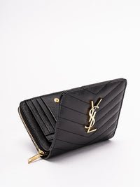 Saint Laurent Women `Cassandre Matelassé` Compact Zip Around Wallet