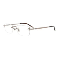 Montblanc Eyeglasses Rectangle Semi Rim, Grey Frame and Clear Demo Lenses Lens MB0132O002