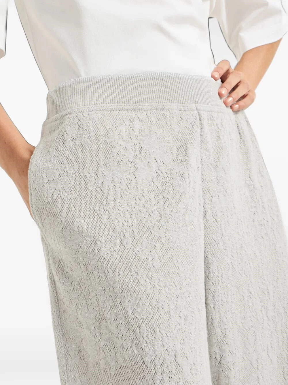 Brunello cucinelli Brunello Cucinelli Women Flower Lace Jersey Track Trousers