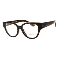 Burberry Eyeglasses Round Full Rim, Dark Havana Frame and Clear Demo Lenses Lens BE2421F3002