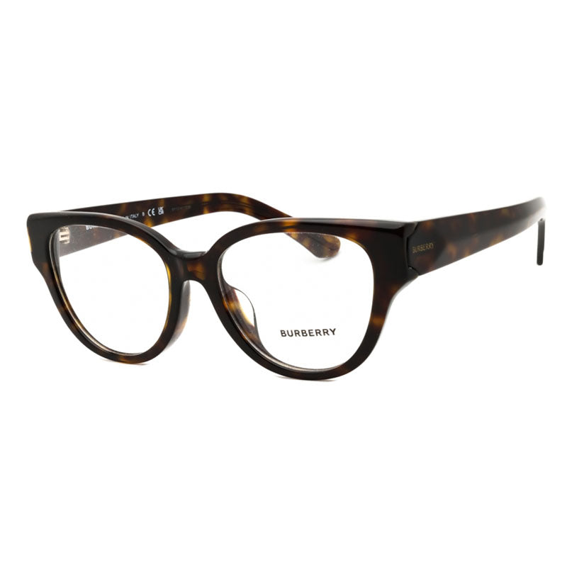 Burberry Eyeglasses Round Full Rim, Dark Havana Frame and Clear Demo Lenses Lens BE2421F3002