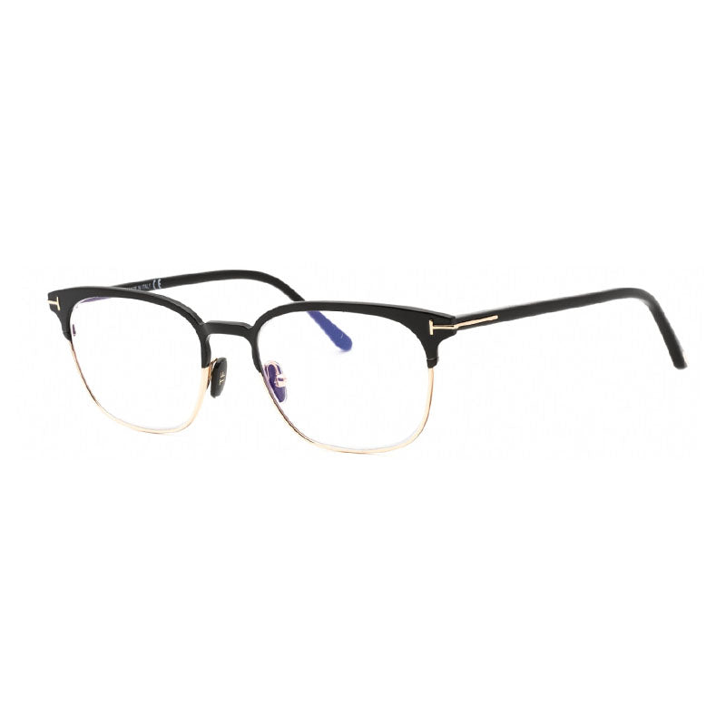 Tom Ford Tom Ford Eyeglasses Browline Full Rim, Matte Gunmetal/Havana Frame and Clear Blue Block Lenses Lens FT5799-B009