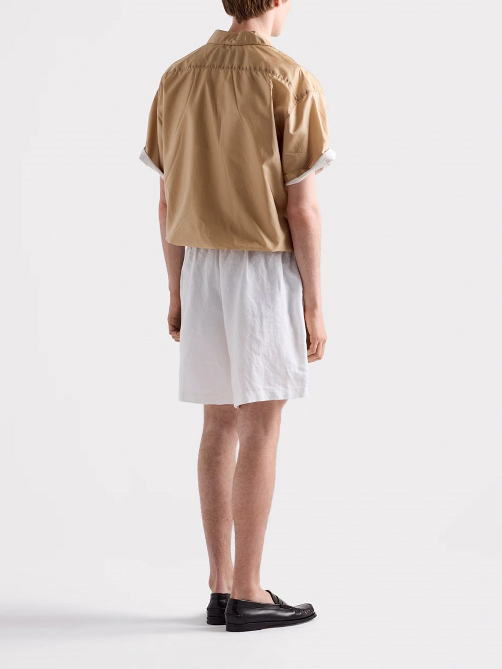 Prada Men Short-Sleeved Re-Nylon Zipper Shirt
