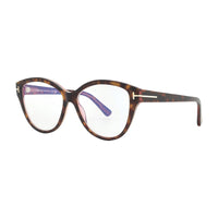 Tom Ford Tom Ford Eyeglasses Cat Eye Full Rim, Black/Crystal Frame and Clear Blue Light Block Lens FT5954-B003