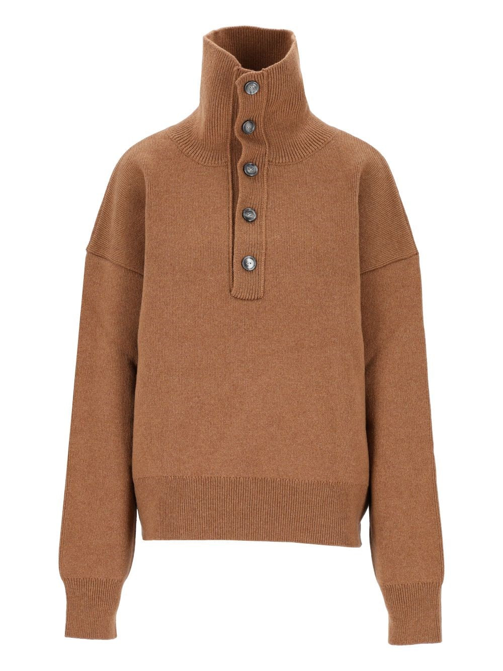 Ami Ami Women Wool Sweater With Buttoned Collar