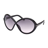Tom Ford Sunglasses Geometric Full Rim, Shiny Black Frame and Gradient Smoke Lens FT107001B