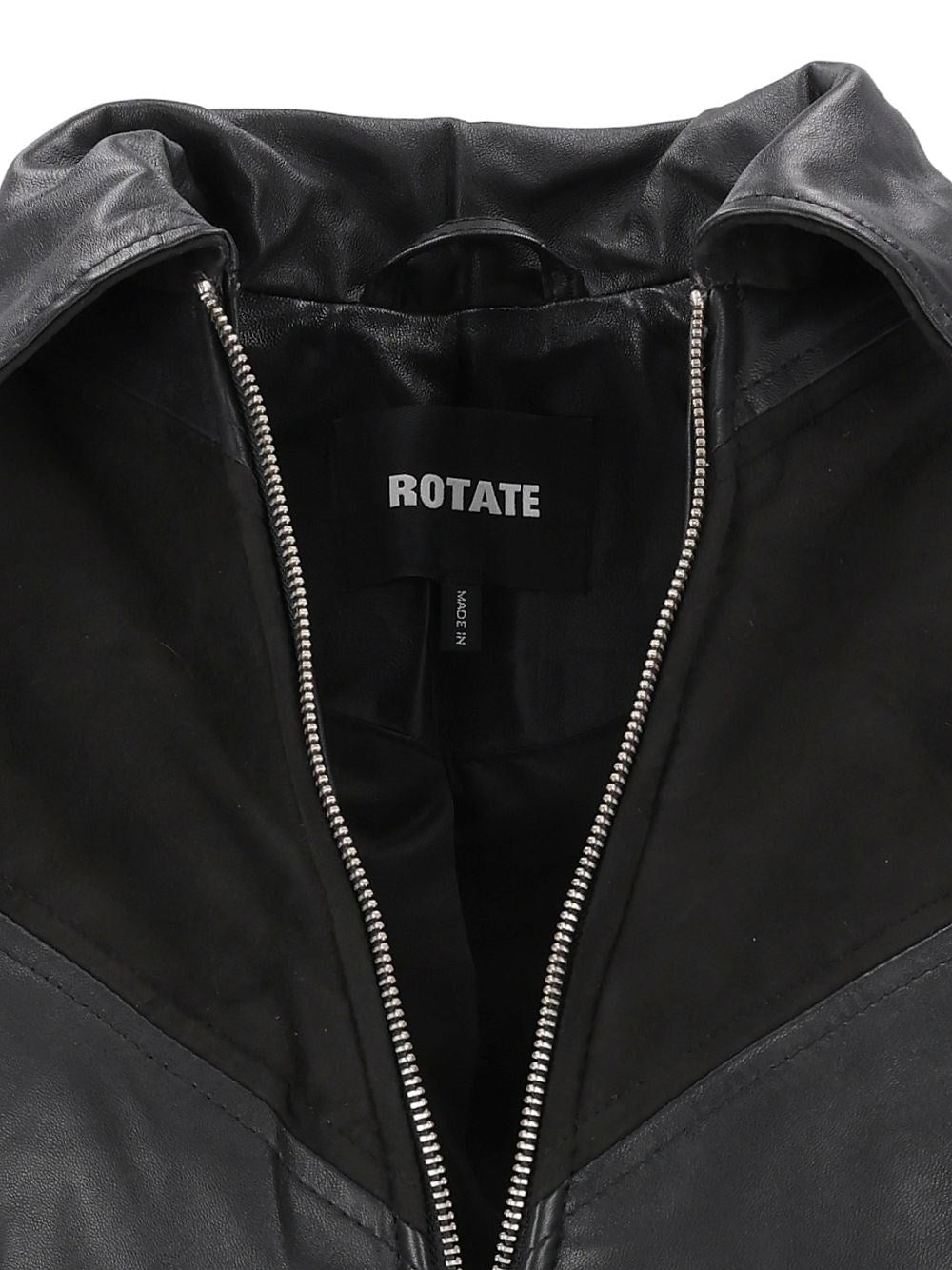 Rotate Rotate Women Cropped Leather Bomber Jacket