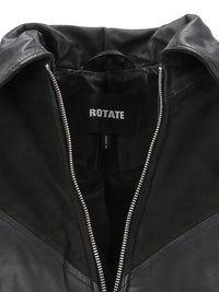 Rotate Rotate Women Cropped Leather Bomber Jacket