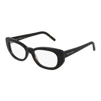Saint Laurent Eyeglasses Cat Eye Full Rim, Shiny Dark Havana Frame and Clear Demo Lens Lens SL316BETTY002