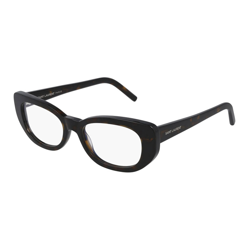 Saint Laurent Eyeglasses Cat Eye Full Rim, Shiny Dark Havana Frame and Clear Demo Lens Lens SL316BETTY002